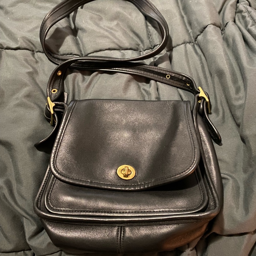 Authentic vintage Coach black leather bag